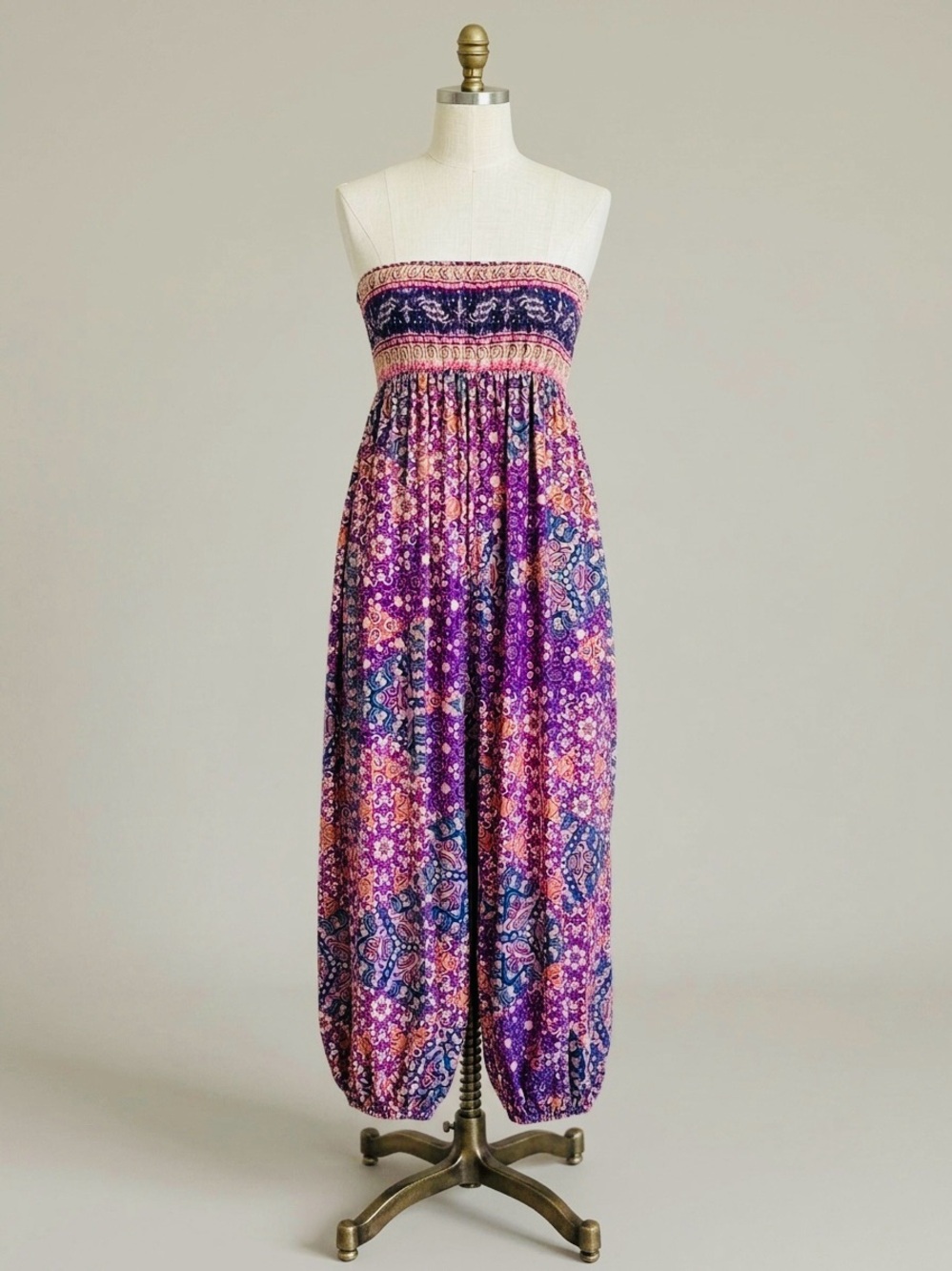 Zara bohemian floral paisley strapless summer harem jumpsuit M